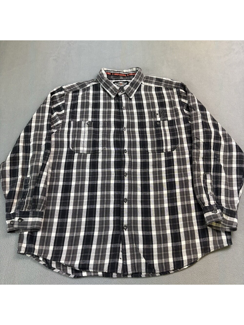 Harley Davidson Motorcycles Plaid Flannel Button Up Size 2XL